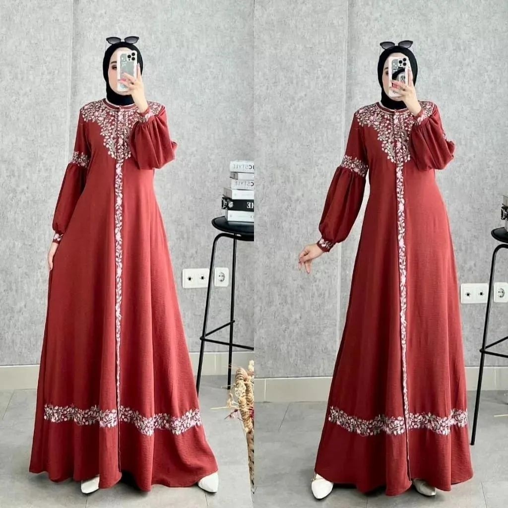 Cassandra Maxi Bordir Dress Brukat Tulle Gamis Muslim Dress Murah Gamis Syari