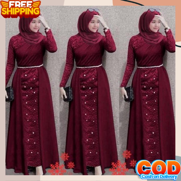 Ghamis Lengan Panjang Pakaian Gsmis Basic Baju Gamis Ibu-Ibu Arisan Gamia Wnita Terbaru 2023 Gaun Br