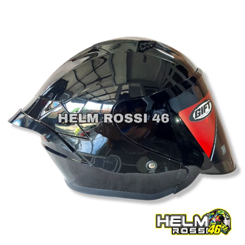 HELM GIFT SARGON HITAM METALIK Black GLOSSY rep NJS KAIROZ + Visor FLAT Venom + Spoiler