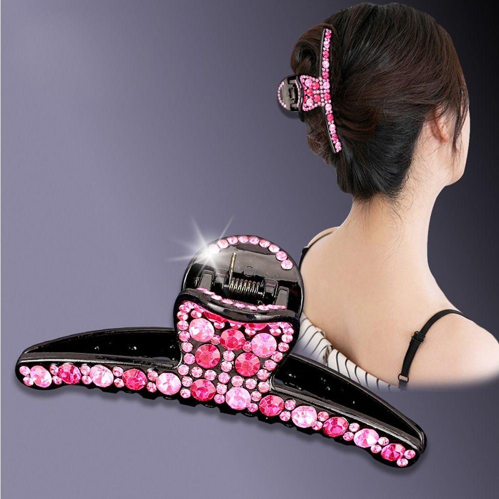 Needway   Wanita Hiu Klip Fashion Halus Berkilau Resin Gadis Hadiah Ponytail Holder Berlian Imitasi Aksesori Rambut Gaya Korea Hair Clip