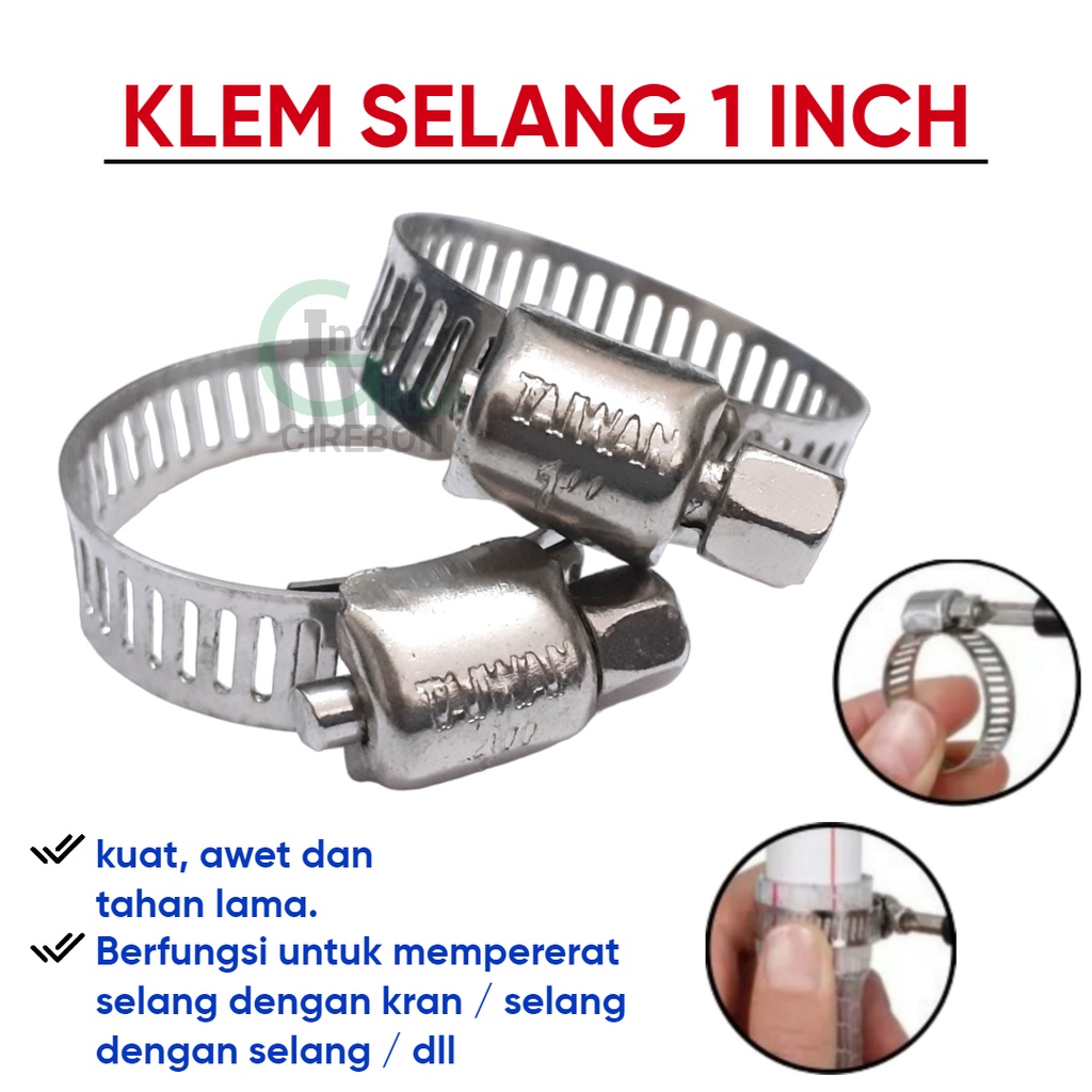Klem 1&quot; Pengunci Selang Cincin Besi 1 Inch 25 mm Gas LPG Regulator Hose Clamp Selang Stainless