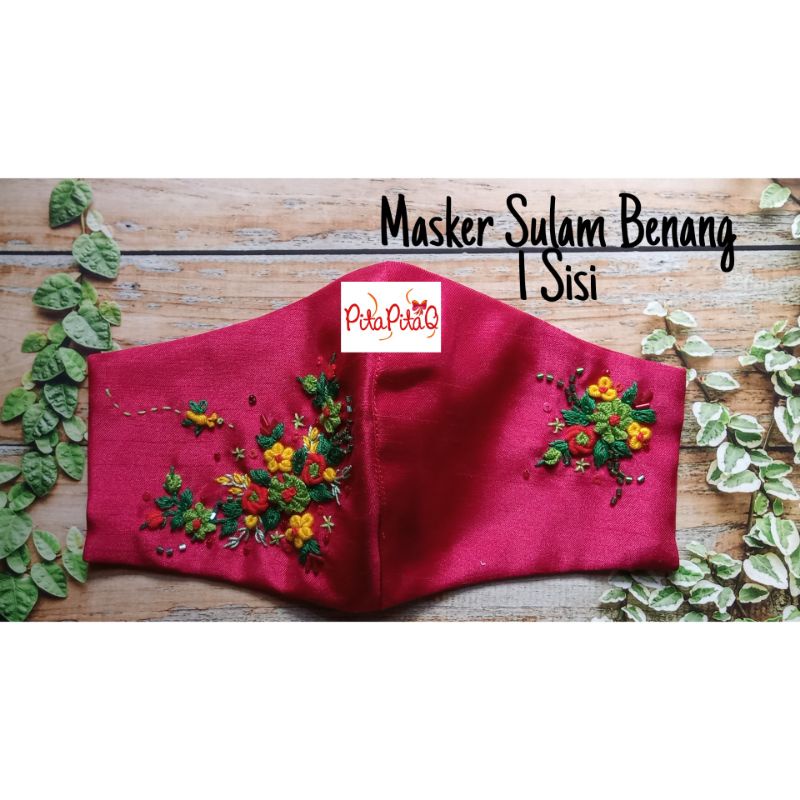 Masker Sulam Benang 1 Sisi (Merah, A)