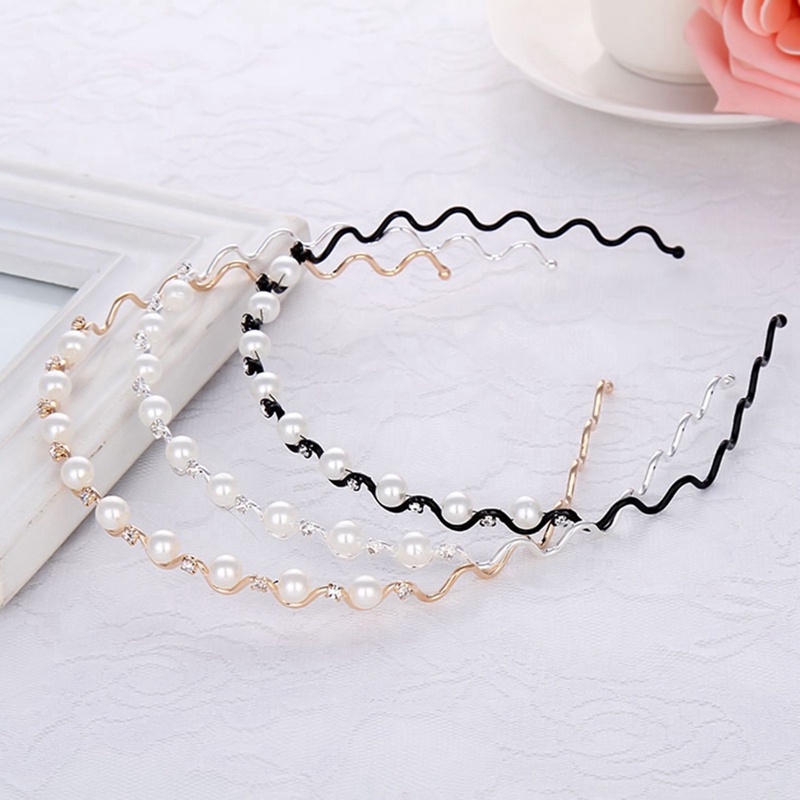 Bando Jepit Rambut Mutiara Berlian Gaya Korea Wanita Headband Aksesoris Rambut