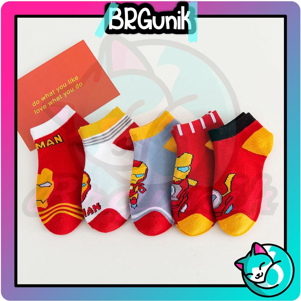 BRGUNIK Kaos Kaki Socks Sock Laki Laki Superhero Ironman KK040