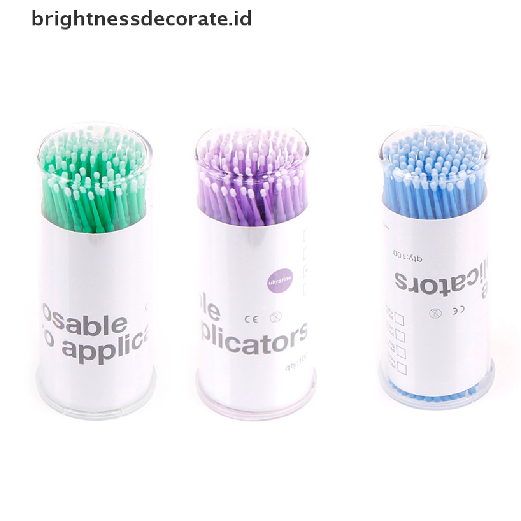 [Birth] 100pcs Aplikator Swab Sekali Pakai Micro Brush Eyelashes Extension Maskara Tools [ID]