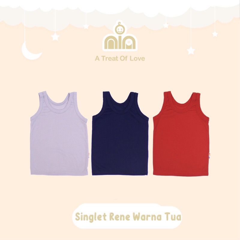 NIA Singlet Bayi Rene Kaos Dalam Anak Warna Polos Tua S M L XL