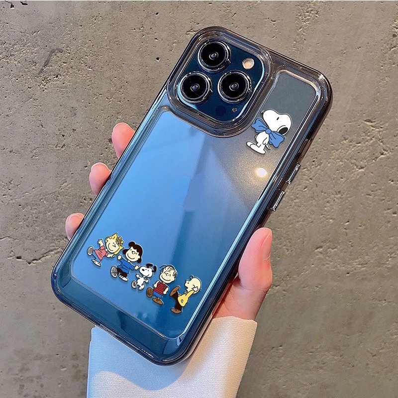 IPHONE Casing Ponsel Lembut Anjing Lucu Kompatibel Untuk Iphone14 11 13 12 Pro XS Max Silcone Casing Tahan Guncangan X XR 78 6S Plus Cover TPU Hitam Transparan