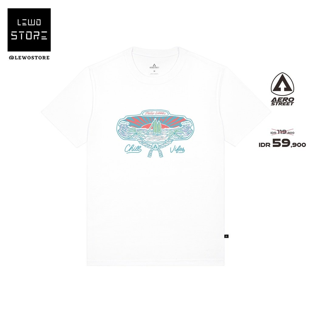 Tshirt Baju Kaos Distro Aerostreet T Shirt Chill Vibes Putih Kaos T-Shirt Tshirt ABBAA kaos Distro P