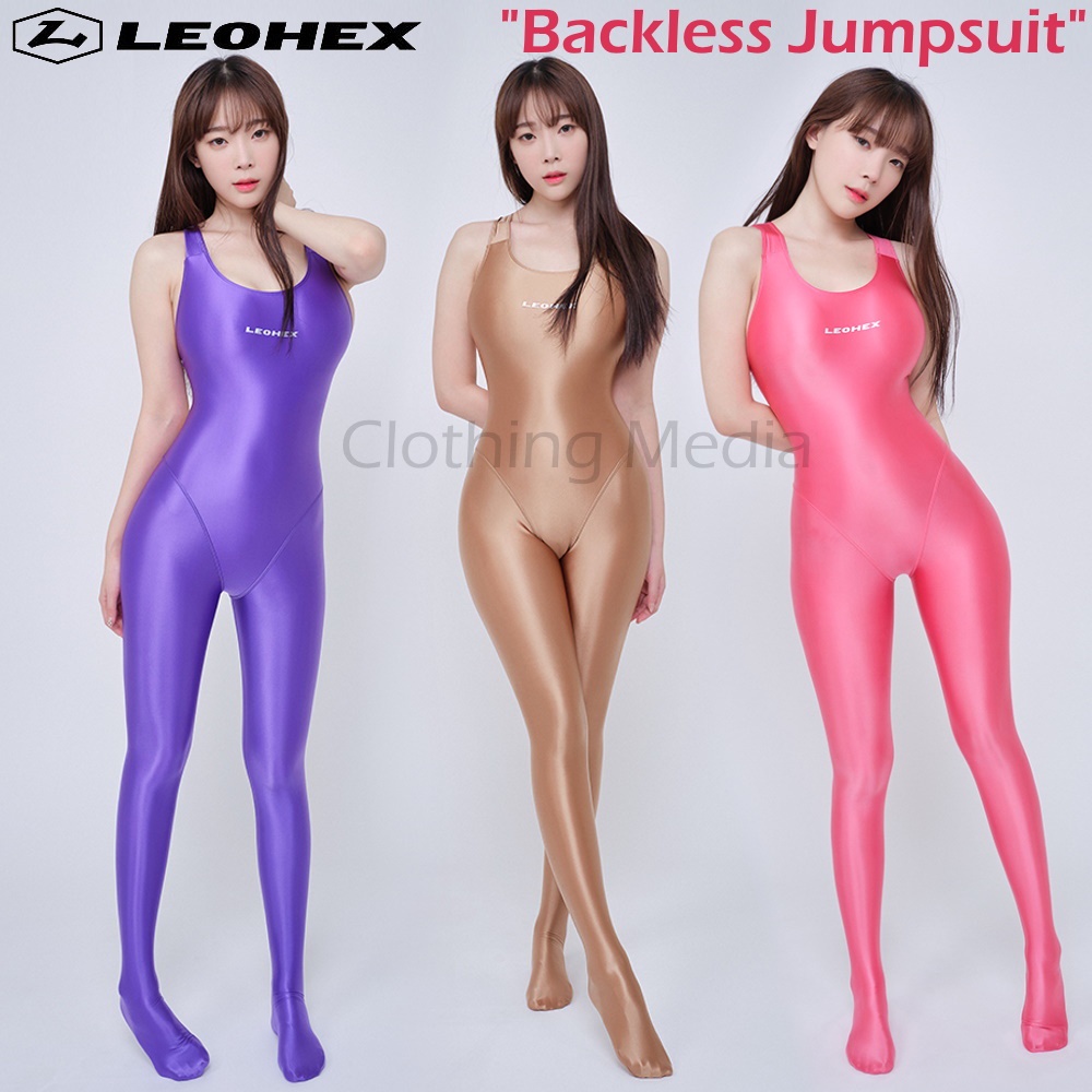 LEOHEX Bodysuit Silky Tanpa Lengan Jumpsuit Sleeveless Glossy Premium Halus