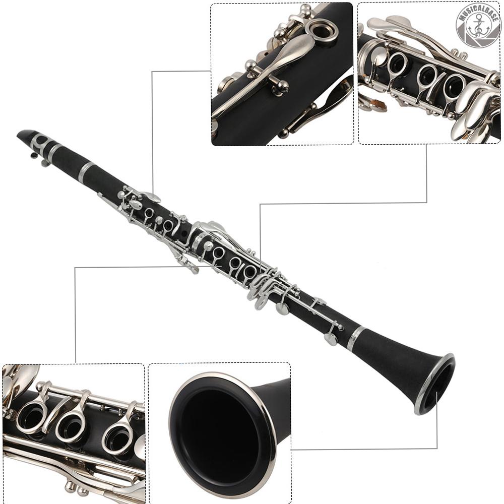 [In Stock] ABS Clarinet Bb Cupronickel Lapis Nikel17Kunci Dengan Kain Pembersih Sarung Tangan Obeng Instrumen Angin Kayu Untuk Pelajar Pemula
