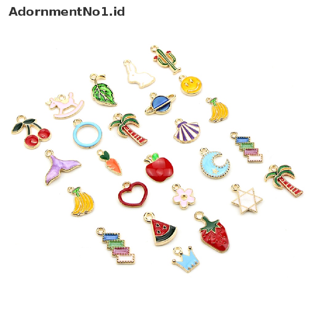 [AdornmentNo1] 50pcs/set Manik-Manik Enamel Campur Ch Liontin Membuat Kerajinan Temuan Perhiasan DIY [ID]