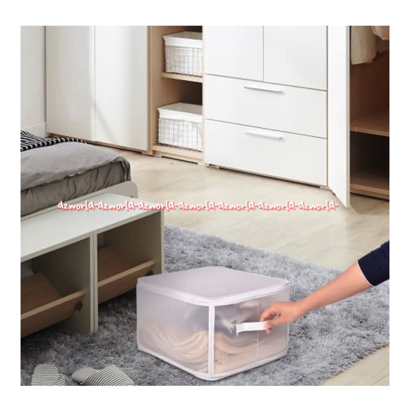 Stora 6.8liter Storage Box Transparan White Kotak Penyimpanan Lipat Warna Bening Dengan Resleting 6.8 liter Kotak Penyimpanan