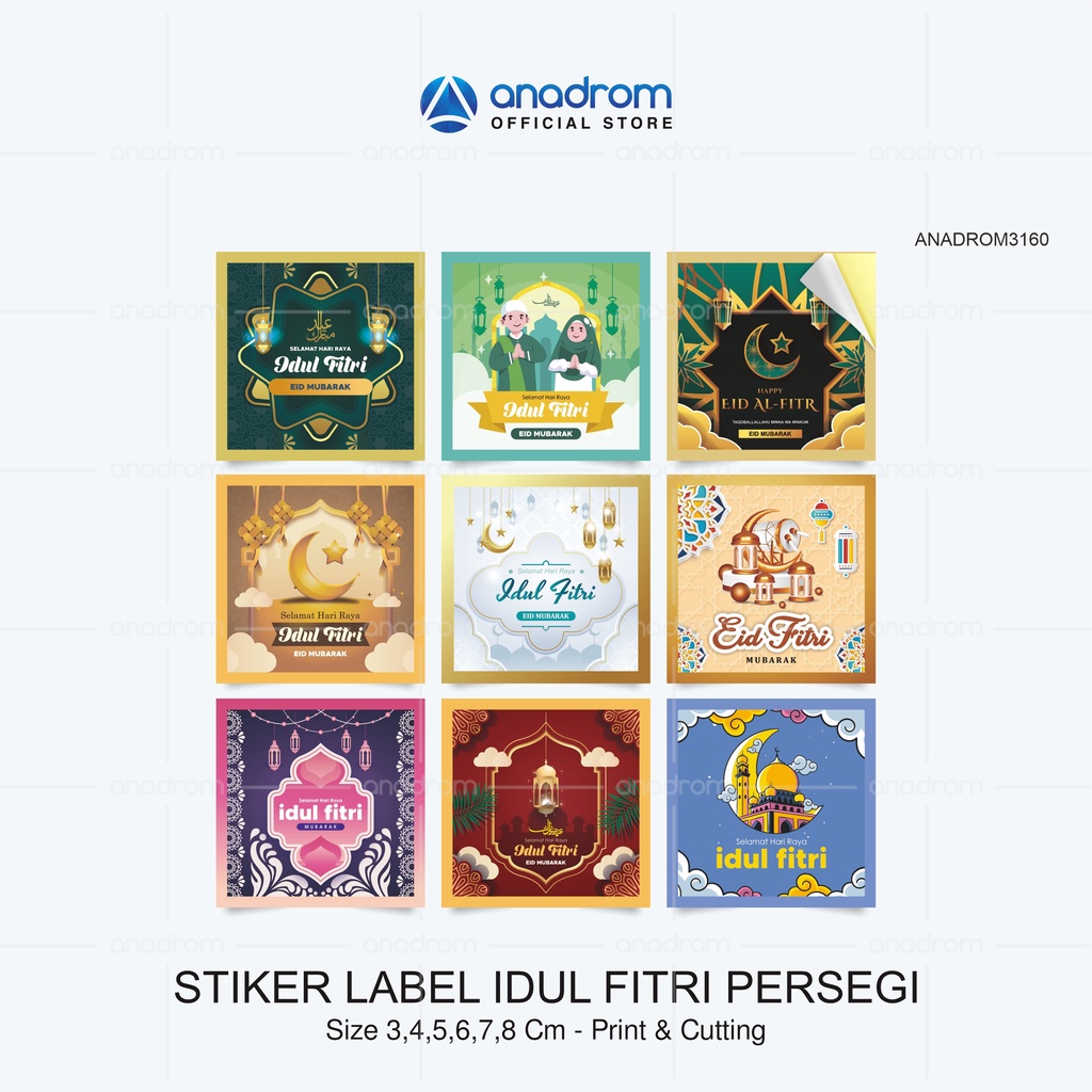 

[1 pack] Stiker Label Idul Fitri Persegi I Sticker Label Lebaran Eid Mubarak Persegi I Anadrom 3160