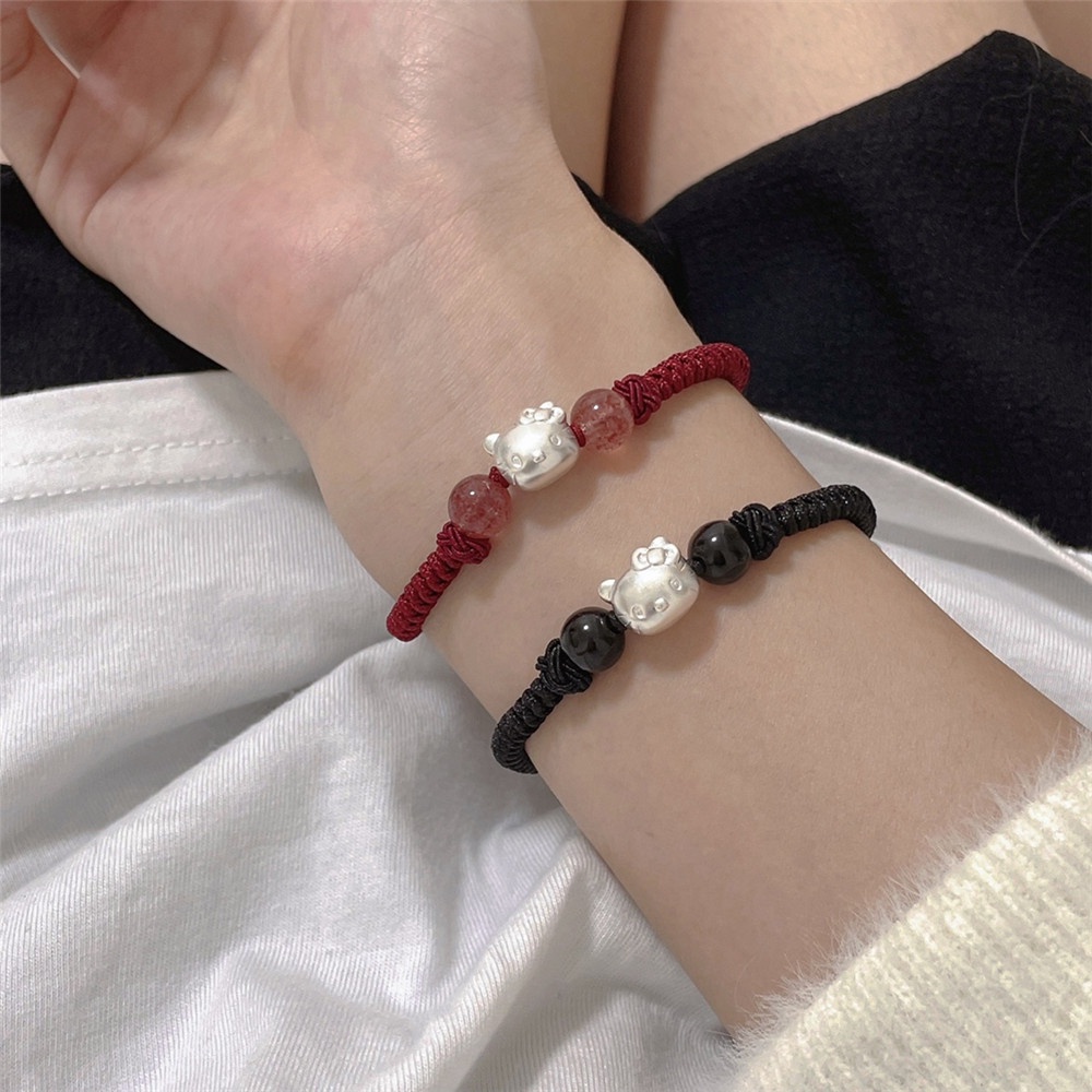 Couple fashion Vintage Handmade Braided Rope Adjustable Gelang Perhiasan Valentine
