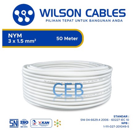 Kabel NYM 3x1.5 mm2 50 Meter / Kabel Tunggal NYM Wilson Cables