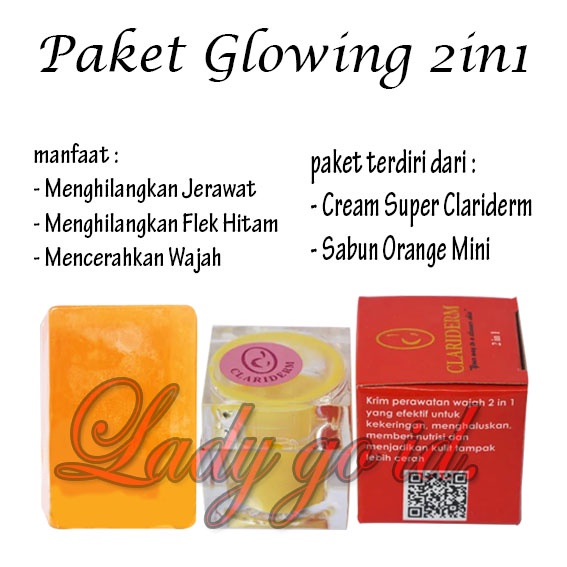 PAKET PENCERAH WAJAH 2IN1 - cream super clariderm - sabun orange mini