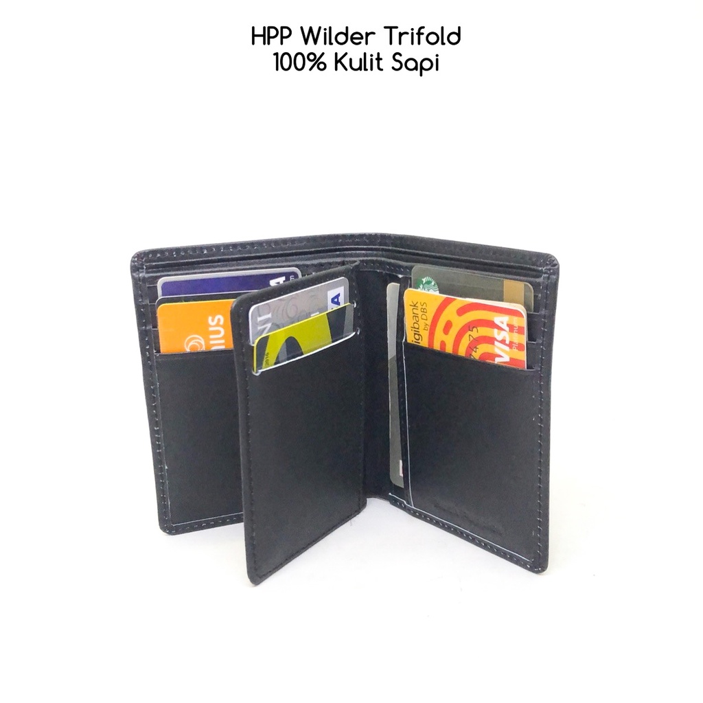 dompet pria hushpuppies wilder 2 trifold jetblack premium quality bahan asli kulit sapi dompet cowok