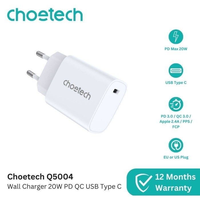 Choetech Q5004 Charger 20W PD QC USB Type C Fast Charging
