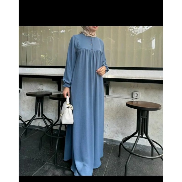 MIDI DRESS AIRFLOW CRINCLE POLOS/BUSUI FRIENDLY