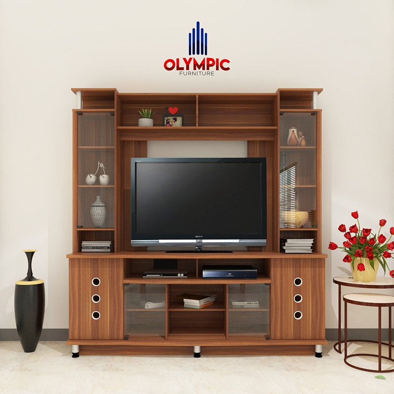 Lemari Tv/Wall Unit seri LHS GARRETT Merk Olympic Khusus Batam