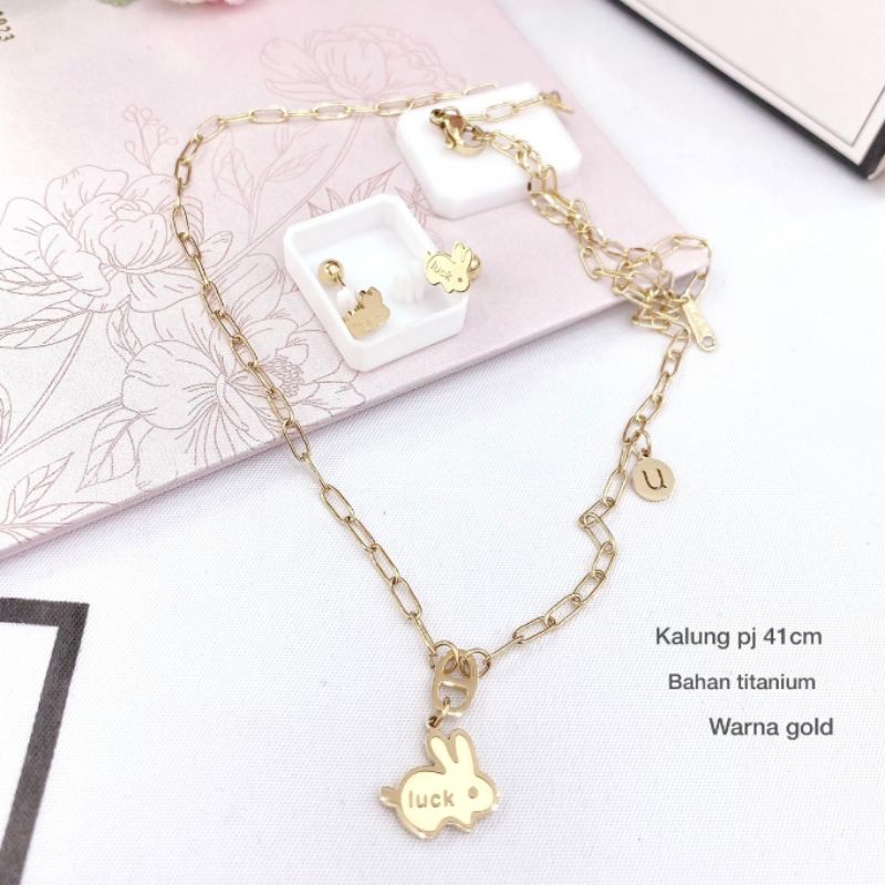 Kalung Anting Titanium Gold Premium Brandad Band Kalung Stainless steel Anti karat anti alergi K106