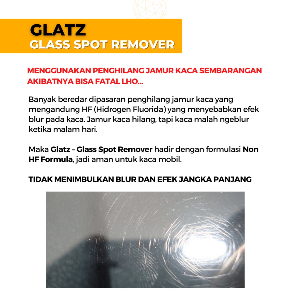 Pembersih Jamur Kaca Mobil Paling Ampuh Efek Daun Talas GLATZ Glass Spot Remover Penghilang Kerak