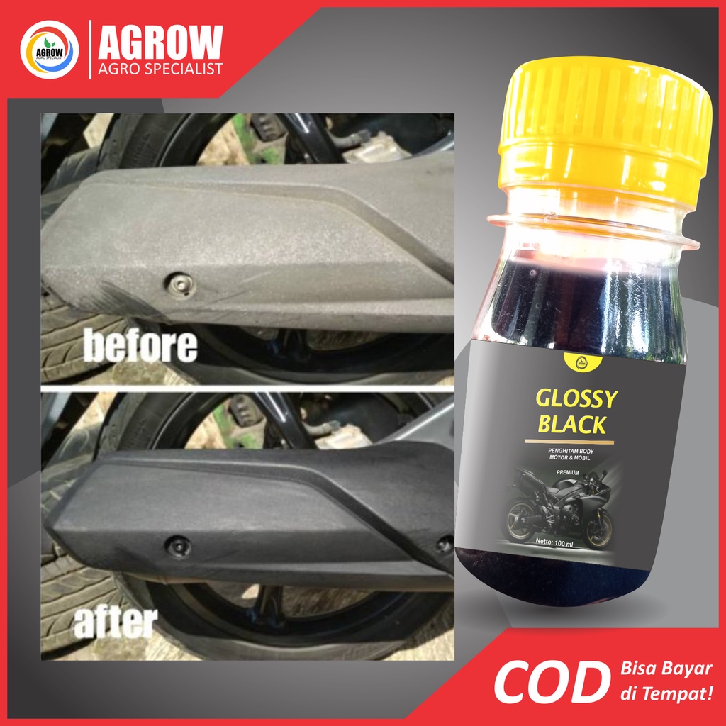 Glossy Black Polish ORI 50 ml Penghitam Dashboard Body Kasar Motor &amp; Mobil by Agrow (Trim Restorer)