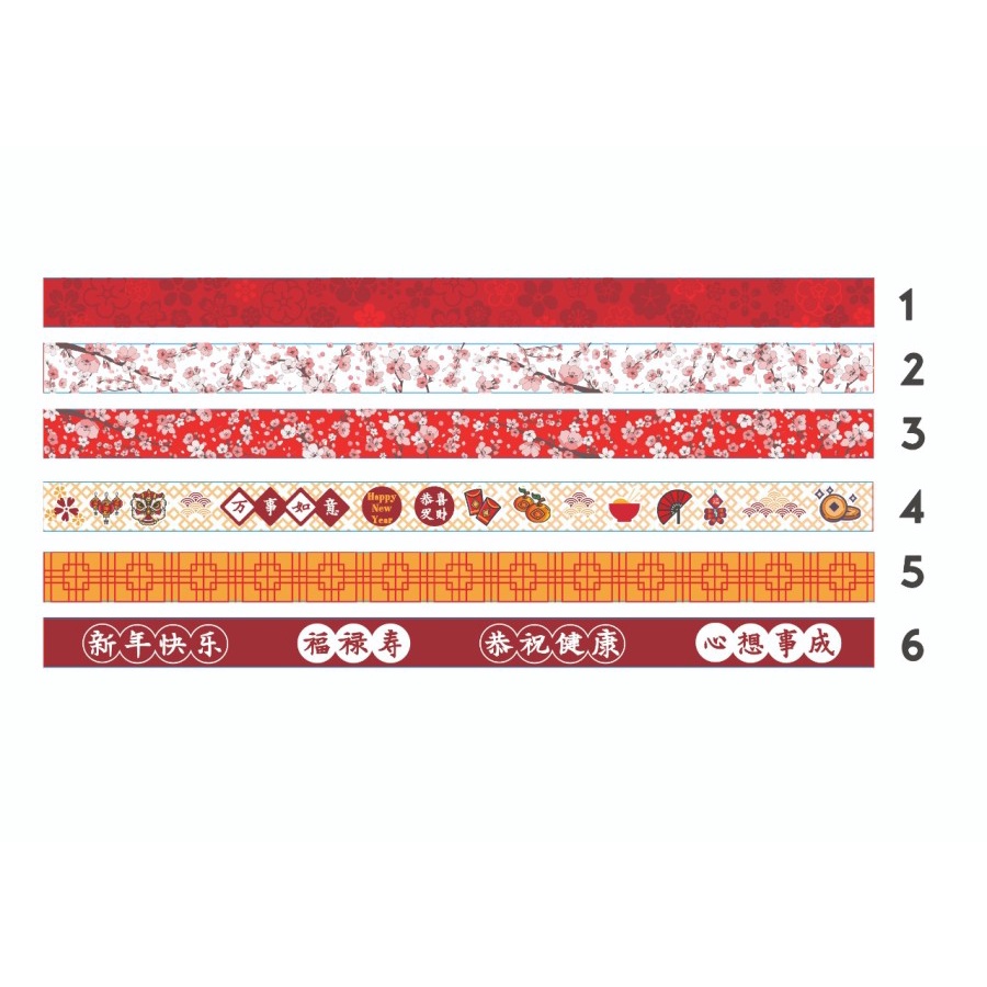 SLS-0004 SELOTIP KERTAS WASHI MOTIF KUE KERING IMLEK CHINESE NEW YEAR