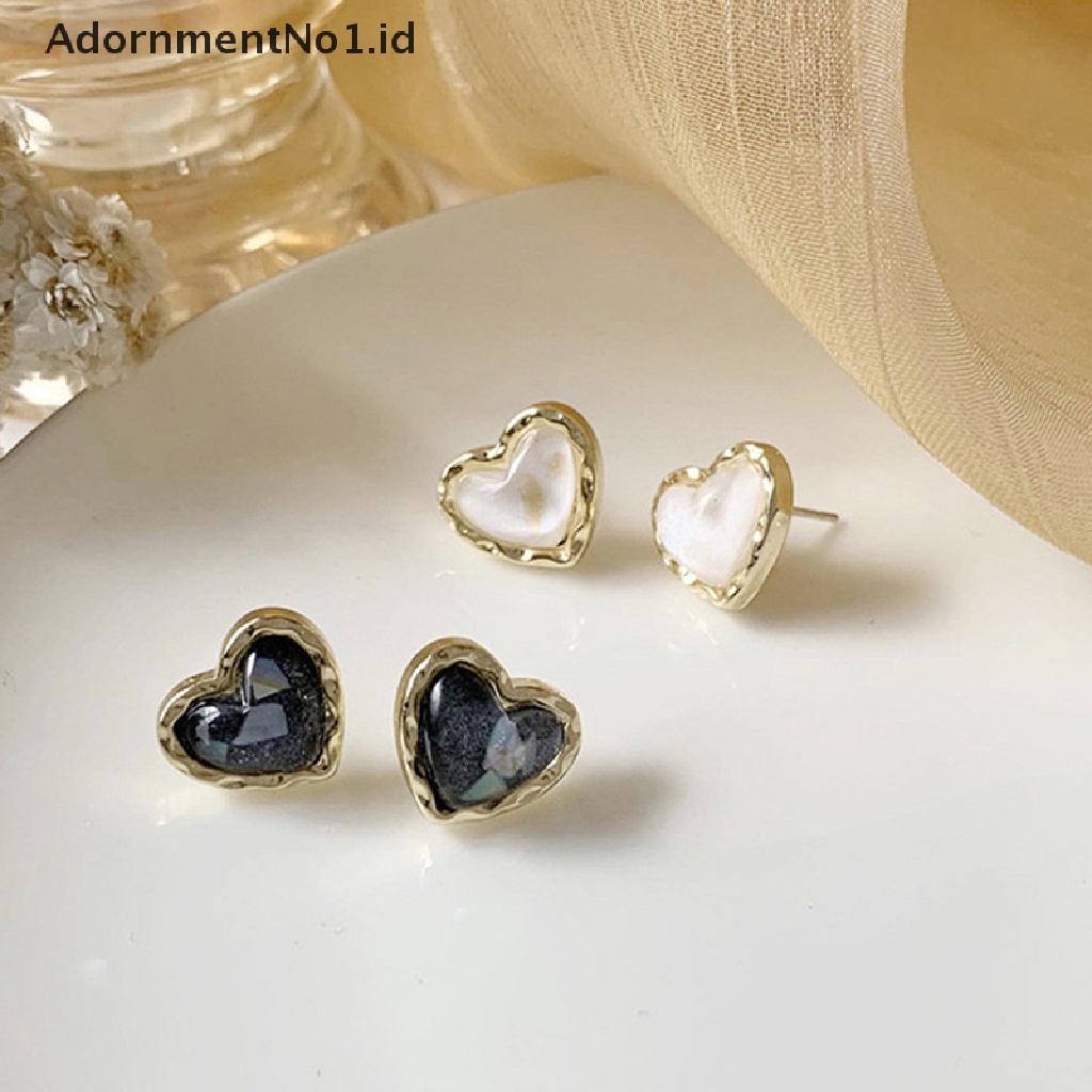 [AdornmentNo1] 1pasang Anting Pejantan Hati Manis Halus Berbingkai Emas Mini Ear Studs Trendi Kuku Telinga Untuk Wanita Gadis Hadiah Perhiasan Pernikahan [ID]