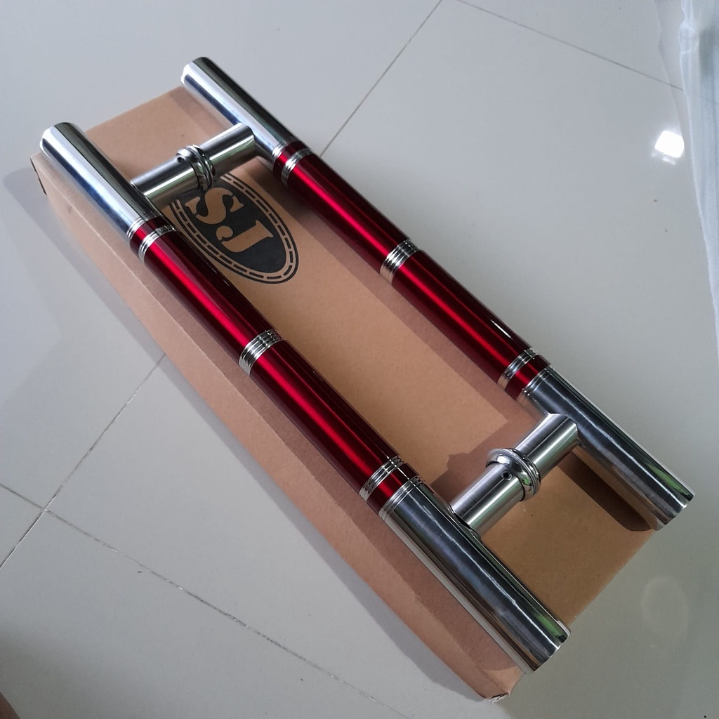 handle pintu baut tembus model bulat minimalis panjang 60cm / 45cm gagang tarikan pintu stainless murah mewah