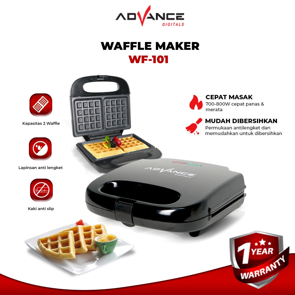 Advance Digitals READY STOCK DigitalsWAFFLE MAKER PEMANGGANG ROTI WAFFLE 2 LAPIS WF-101 | Garansi 1 Tahunn