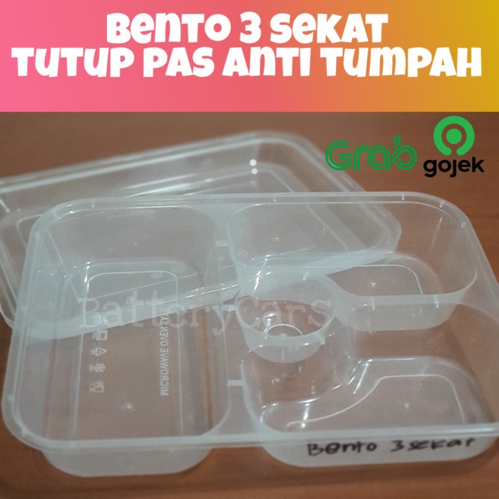 THINWALL BENTO 3 SEKAT KOTAK MAKAN PLASTIK LUNCH BOX KATERING CATERING