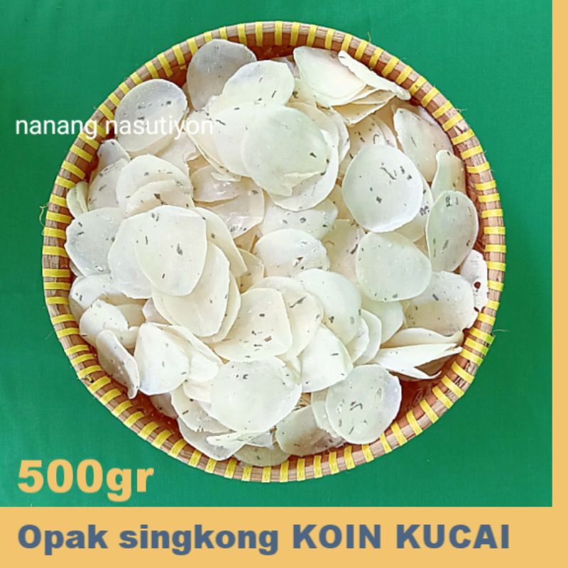 

Opak singkong koin kucai mentah tipis renyah siap goreng 500gram