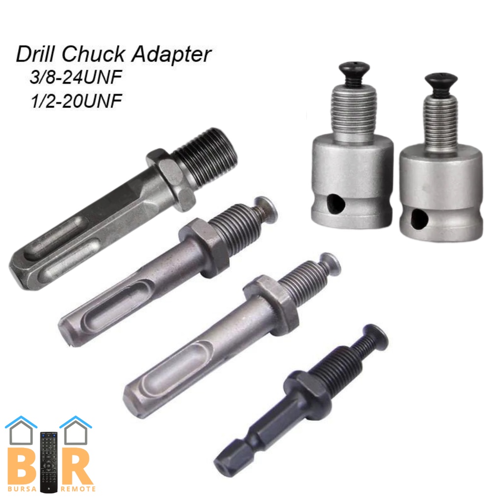 Adaptor Konektor Sambungan Pengganti Untuk Kunci Impact Konversi Bor 1/2 &quot;-20UNF / 3/8''-24UNF Chuck Adaptor Sds Plus Soket Hex Persegi Perempuan