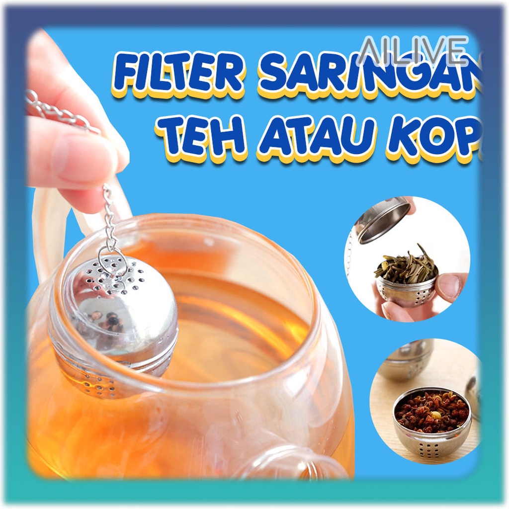 Saringan Teh Bulat Stainless / Tea Infuser Saringan Bumbu Rempah Tea Strainer Wadah Saringan Teh Bulat