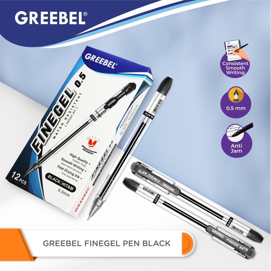 

Greebel Pulpen Tahan Air |Fine Gel 0.5mm Hitam (@1 Pen)