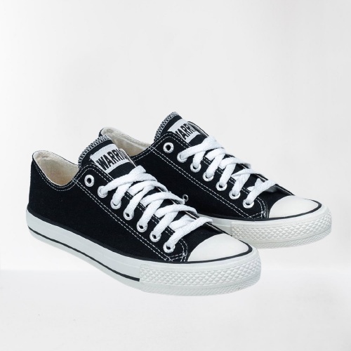 Warrior Sparta Hitam Putih LC - Sepatu Sekolah Warrior Pendek Pria/wanita