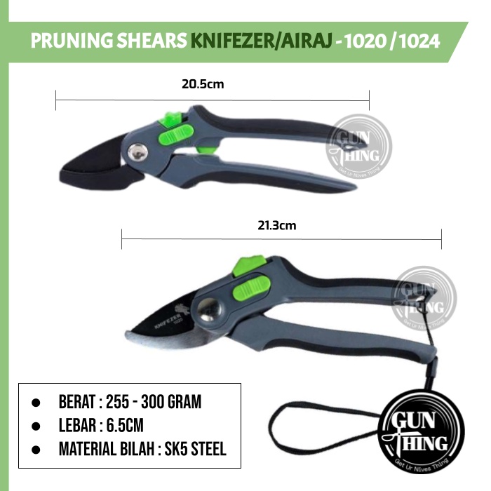 Gunting Pruning 1020/1024 - KNIFEZER / AIRAJ - Gunting Dahan Bunga Ranting Tanaman Kebun