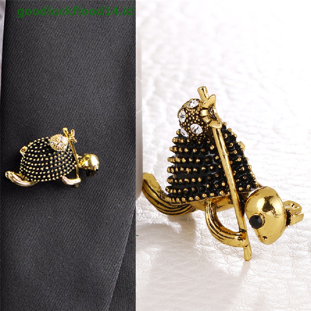 [GOOGFOUR] Enamel Turtle Bros Pin Kristal Hewan Bros Jas Kerah Pin Unisex Perhiasan [TOP]