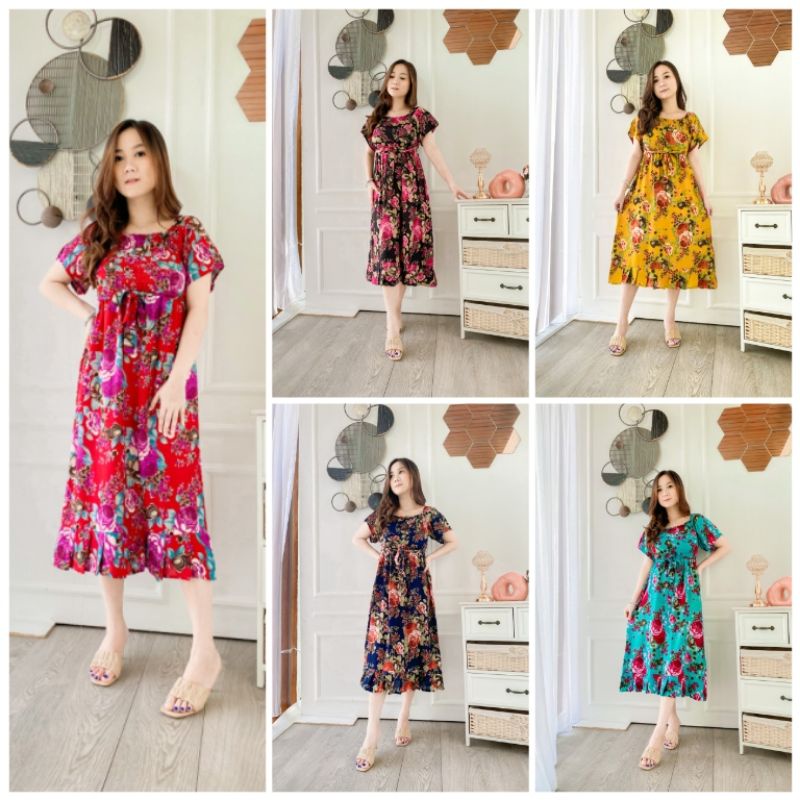 Daster bali vanesa panjang larosa/dress panjang/kerut dada