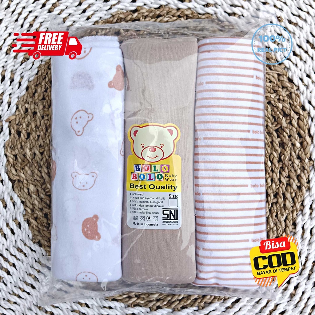 SALE 7.7 - 3 PCS PERNEL BAYI BEDONG BAYI KAOS BOLO-BOLO SERIES COKLAT SUSU