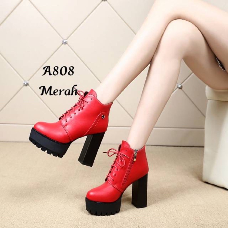 ✅PINKEY P132 BOOTS HIGH BLOK KOREA