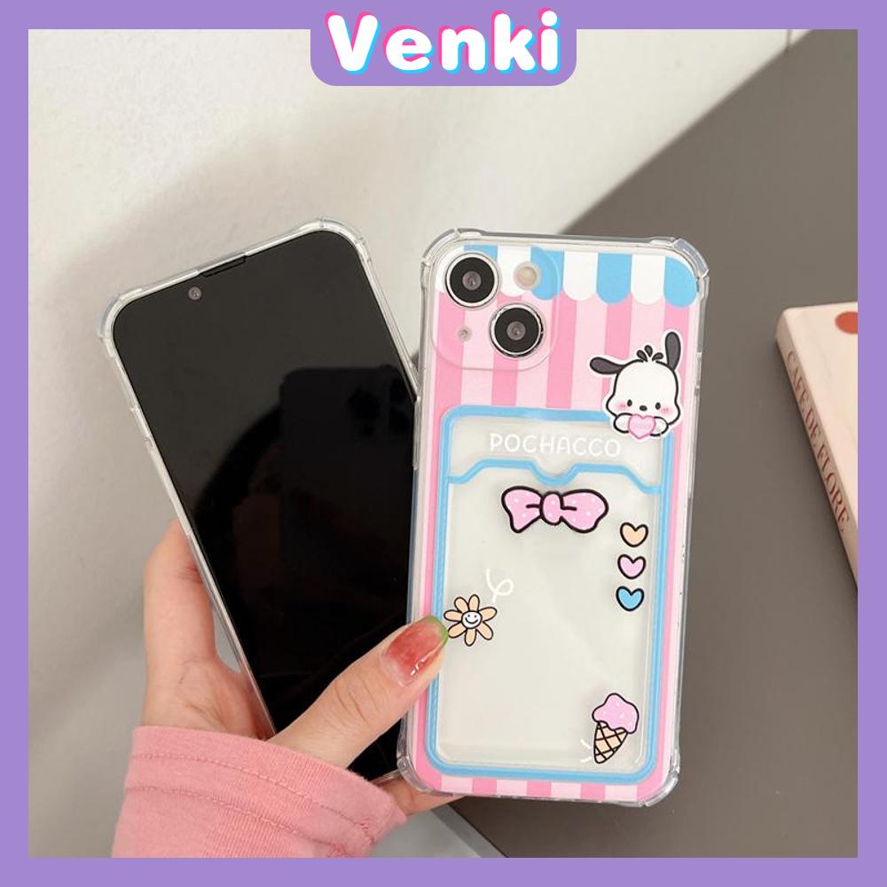 For iPhone 14 Pro Max Card Holder Clear Back Cover Card Storage Cute Pink Cartoon Bow Camera Protection Shockproof For iPhone 14 13 12 11 Plus Pro Max 7 Plus X XR