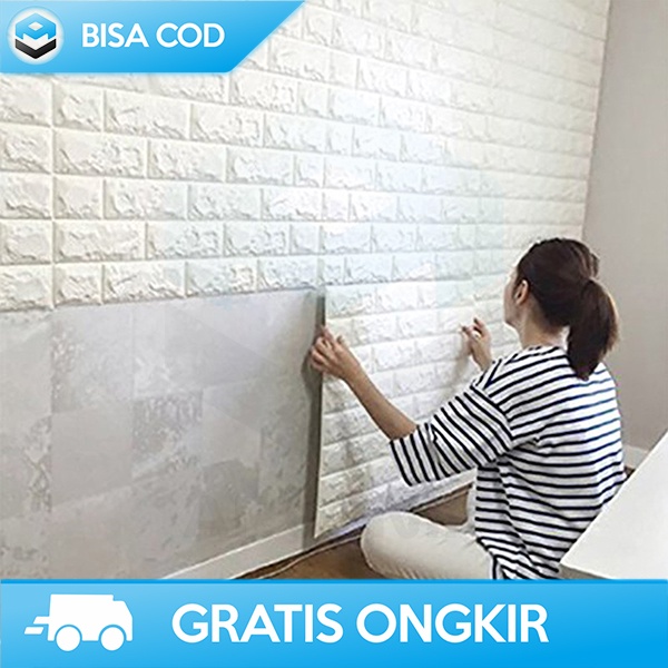 WALLPAPER AESTHETIC 3D STICKER DINDING MODEL BATA 77x70CM HIGH QUALITY