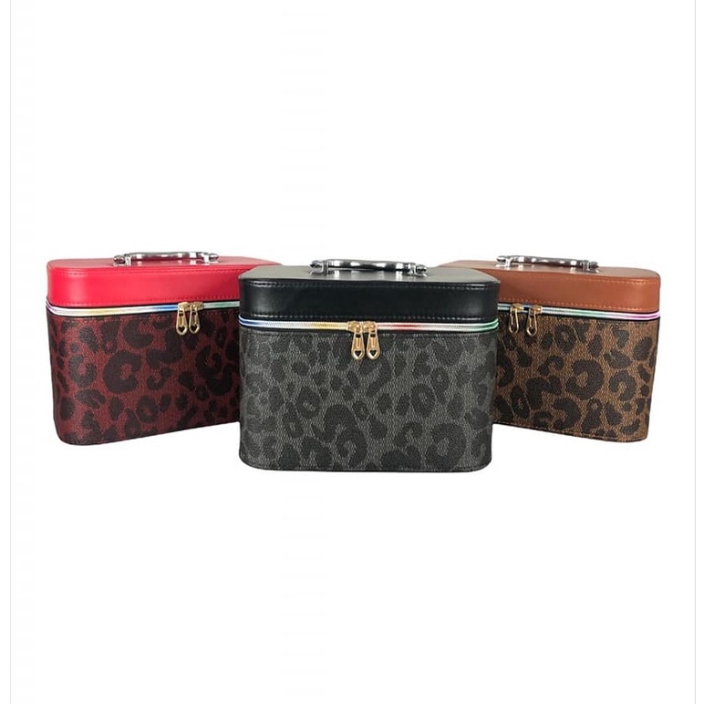 TERMURAH COD Beauty Cosmetic Case / Box Kosmetik Kosmetic Make Up Import Motif Leopard 91062