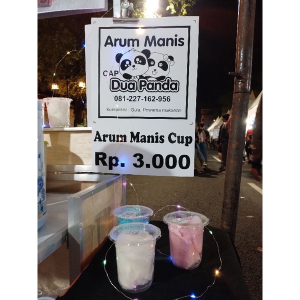 

gula Arum manis cup cap dua panda gulali