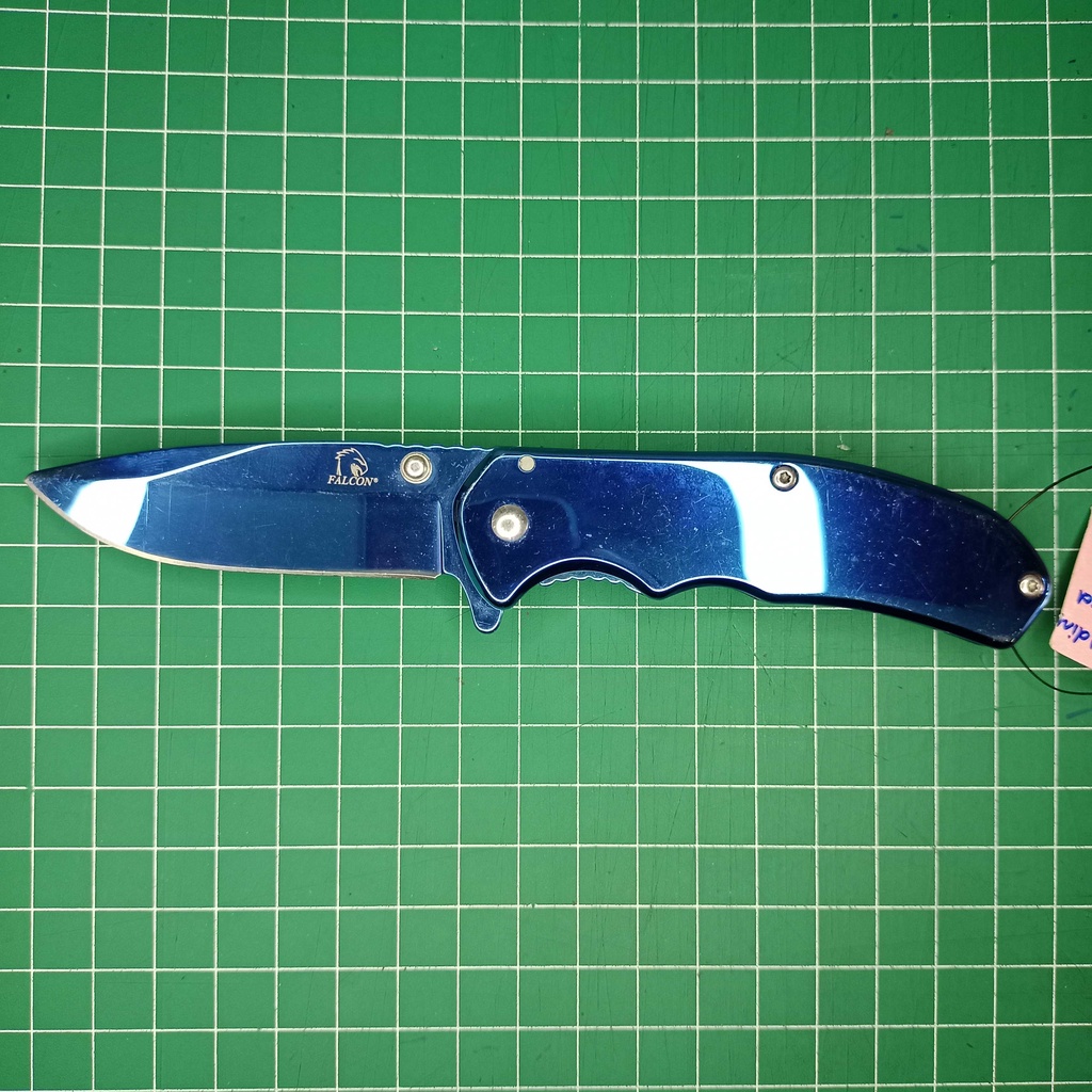 Falcon folding knife tactical 440 stainless with blue handle