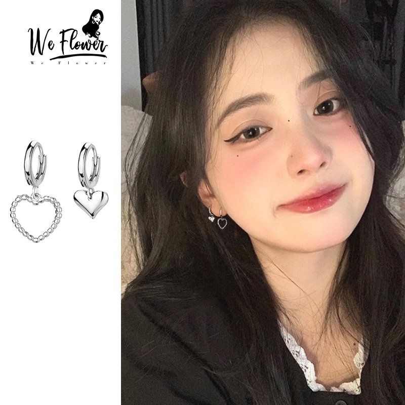 Kami Bunga Trendi s925 Perak Berongga Polos Jantung Hoop Anting Untuk Wanita Gadis Indah Menjuntai Anting-Anting Fashion Telinga Perhiasan