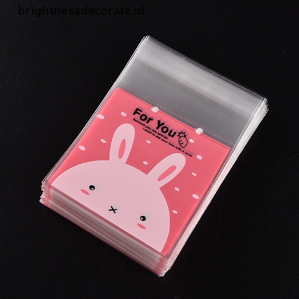 [Birth] 100pcs Pola Kelinci Self Adhesive Cookie Candy Package Gift Bags Cellophane Ulang Tahun Kantong Plastik Perekat Diri Motif Kelinci Untuk Biskuit snack baking 100pcs/lot Hot S