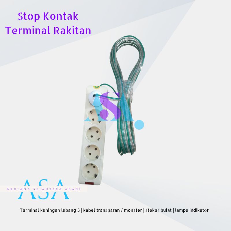 Jual Terminal Stop Kontak Rakit 5 Lubang Tebal Steker Bulat Kabel ...